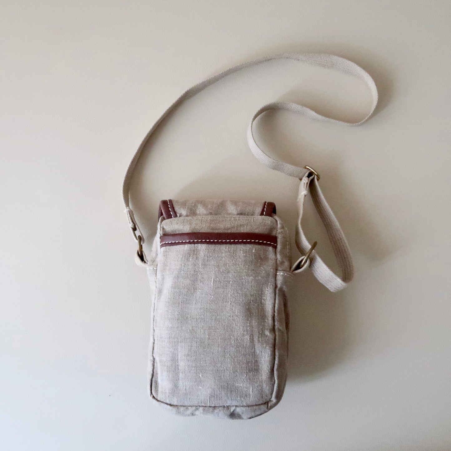 Old TERRAPAX Hemp &amp; Leather Shoulder Purse with Multiple Pockets